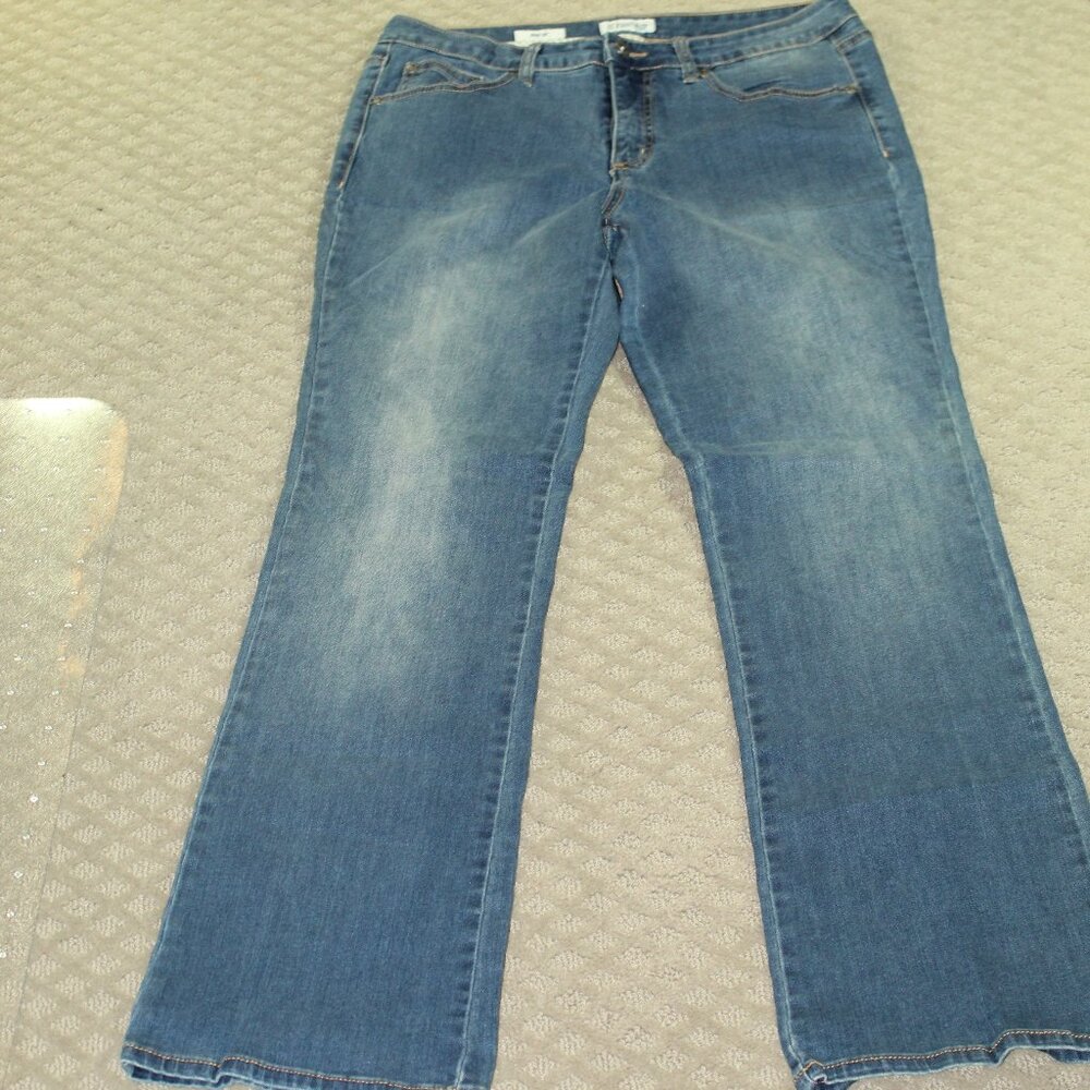Women's St. John's Bay Stretch Boot Cut Five Pocket Blue Denim Jeans Size 10